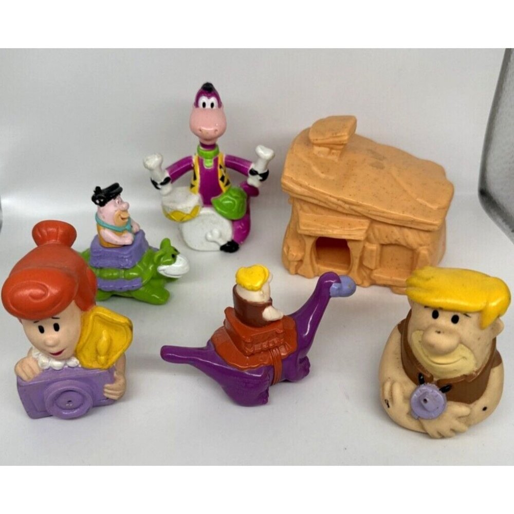 Vintage Flintstones Toys Lot of 6 Wilma Fred Barney Dino House Loose Figures 90s